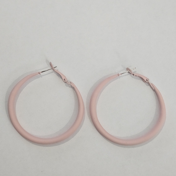 NEW Pink Hoop Earrings 70s Preppy Coquette Girl Girlhoodcore Retro Summer Party - Picture 2 of 4